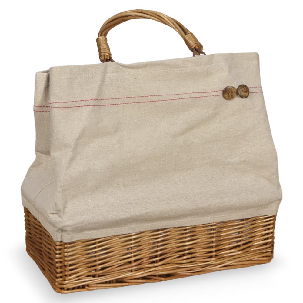 Borsa mare spring in vimini con manico e tela beige con bottoni 29x13,5x h 27,5 .